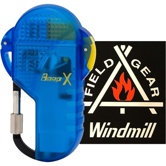 Windmill Turbo Lighter Blue Clear BEEPX with Logo Sticker Waterproof Fillable BEX-0003K