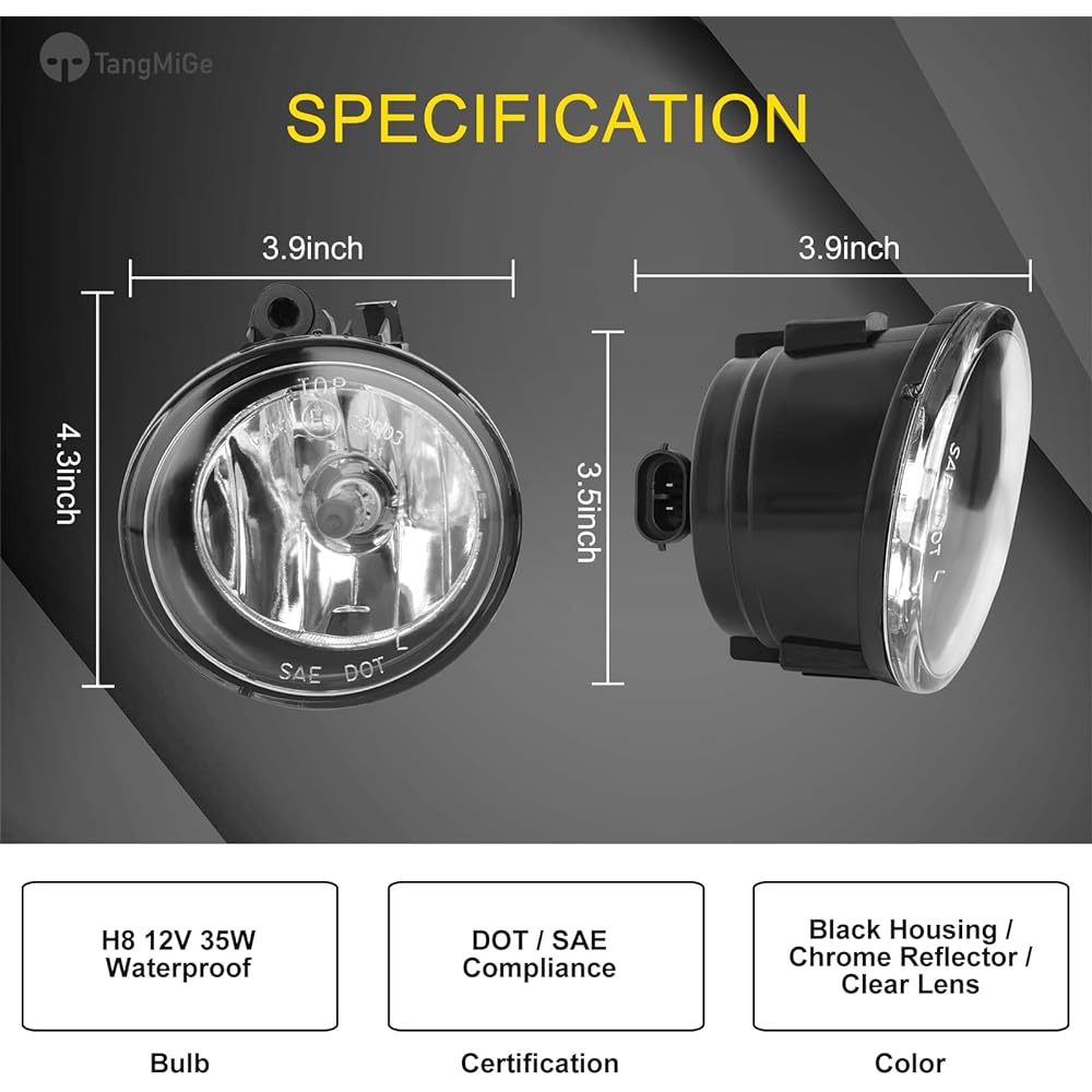TANGMIGE Fog Lamp BMW X1 X3 X4 (F48 F39 F25 F26 Halogen Lamp Adaptive Headlamp) X5 X6 F15 F16 2011-2021 1 Pair Clear Lens