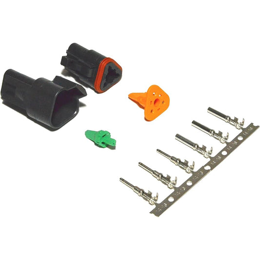 DEUTSCH 3 Pin Black 14-16AWG Connector Kit Skill Style Contact