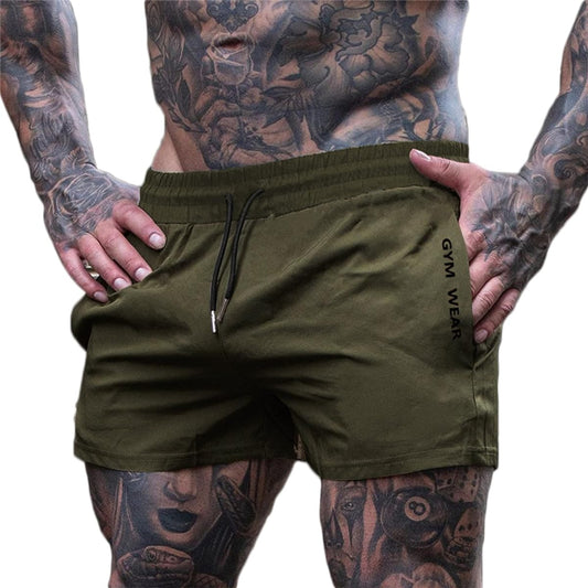 [Manatsulife] Men's Gym Shorts, Muscle Training, Quick Drying, Woven Fabric, Two Pocket Beach Pants, Three-quarter Length, Simple DK17