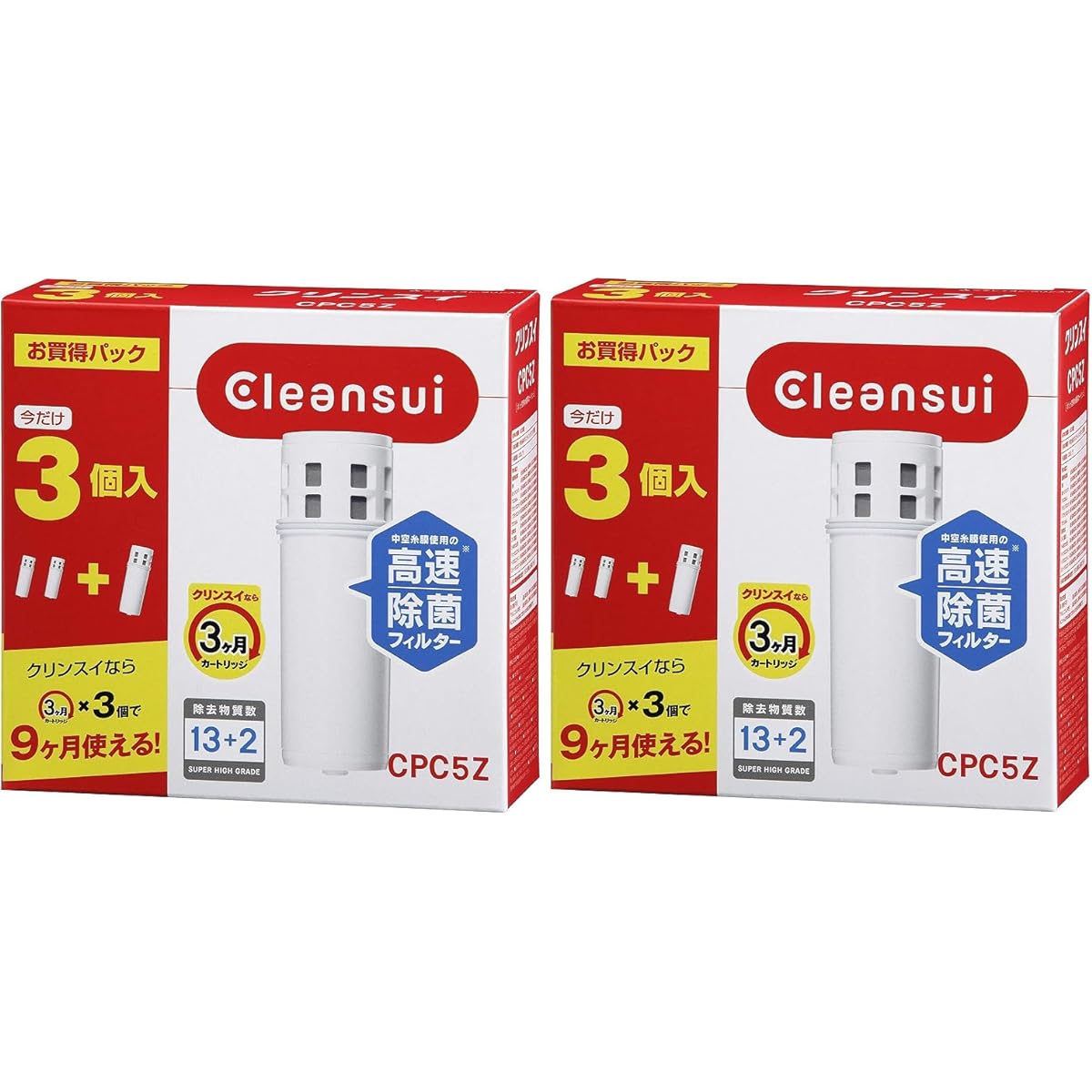 Mitsubishi Chemical Cleansui Cleansui Water Purifier Pot Type Cartridge Total 3 Pieces [Replacement Cartridge CPC5Z] 2 Sets