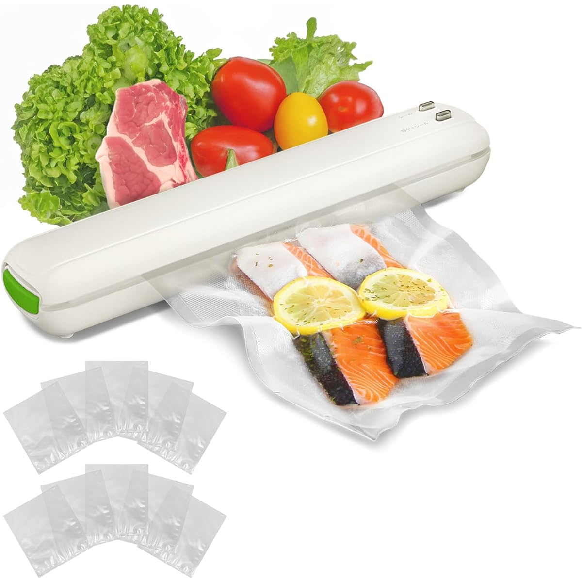 dretec Vacuum Packing Machine with Storage Bag, Frozen, Microwaveable, Long-lasting Freshness, Canister, Vacuum Sealer, Food Sealer, Vacuum Storage, Vacuum Packer, Slim, Compact, Home Use, Food Storage, Travel, Pet Food, Baby Food, Camping, Lightweight,