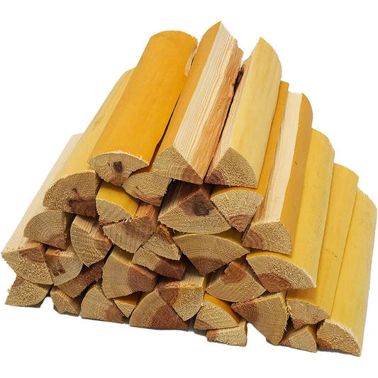 Firewood for camping Uses Japanese polished logs Comes in a cardboard box Coniferous wood with good lighting No bark so safe for children Easy to split with few knots Ideal for family camping or solo camping (Large 28cm 7kg)