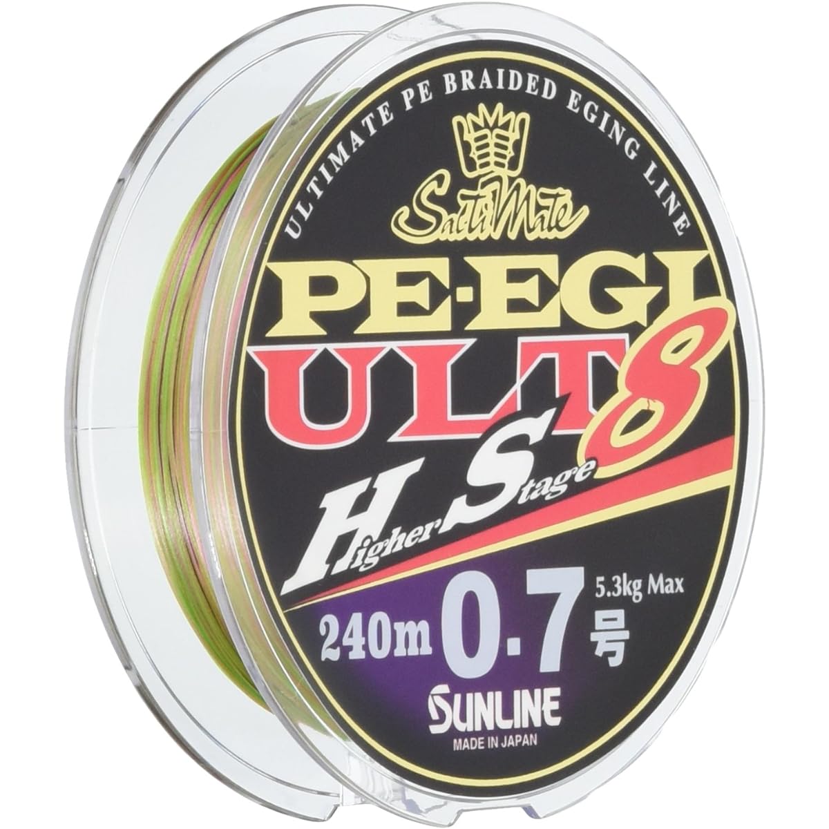 SUNLINE PE Line Saltimate PE Egi ULT HS8 240m No. 0.7 5.3kg 8 pieces White, Pink, Light Green