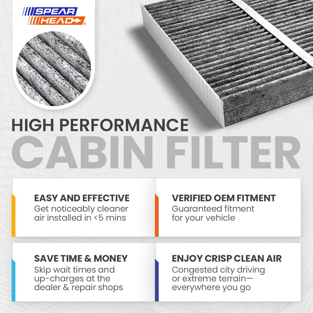 SPEARHEAD ODOR DEFENSE BREATHE EASY Cabin Filter Up to 25%long lasting with fit activated carbon (Be-930)