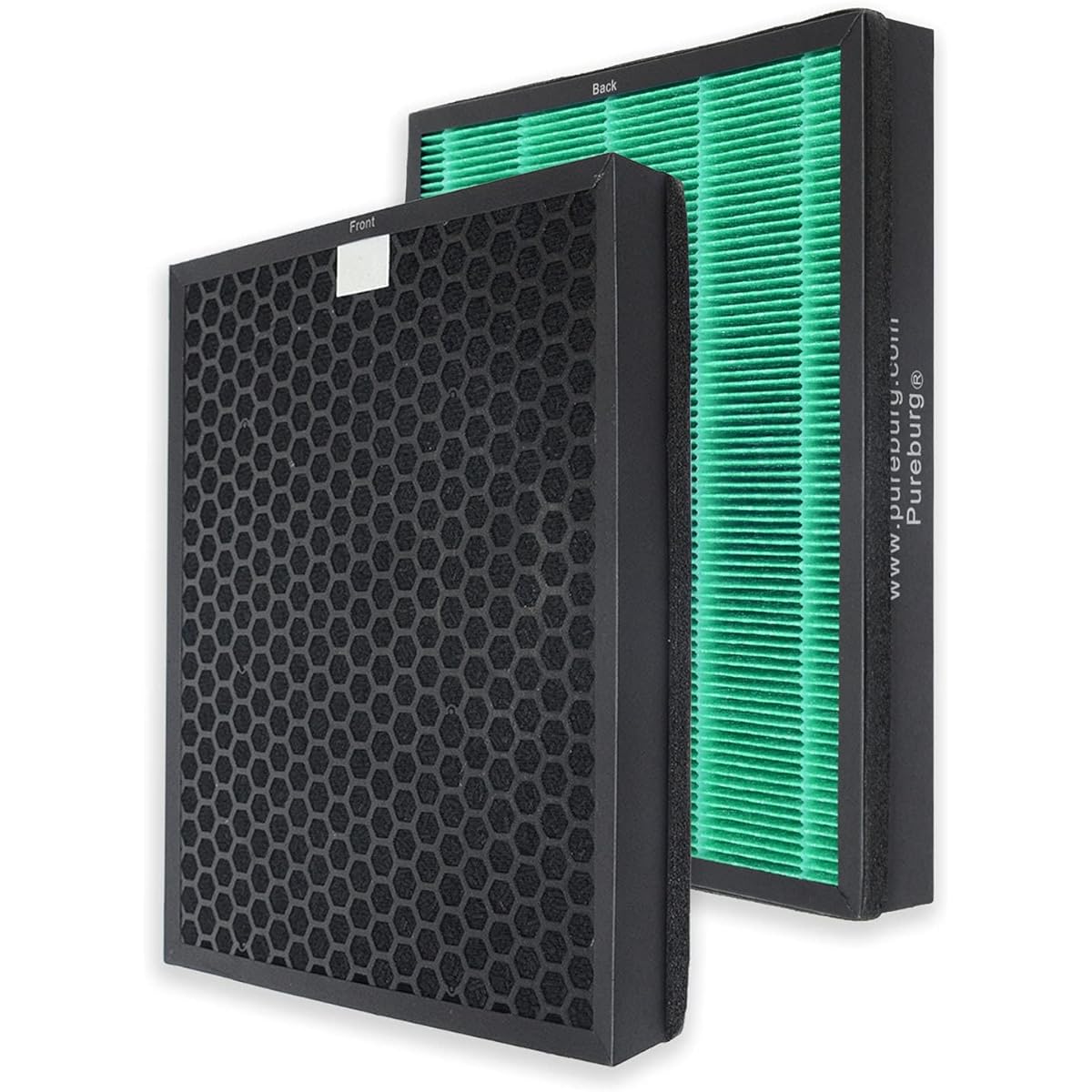PUREBURG AP-1515H Replacement MAX2 Green Filter Compatible with Coway Airmega 300/300S Air Purifier Part Number AP-1515H, True HEPA filter and activated carbon deodorizing filter integrated (Set of 2)