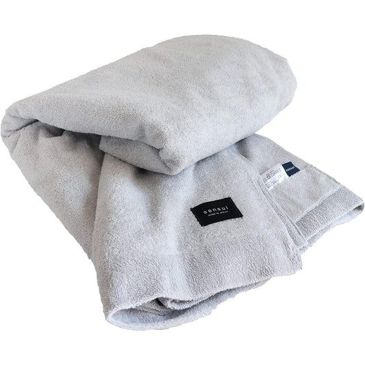 sensui Towel Blanket, Highest Grade Extra Long Cotton, Made in Japan, Bedding, Antibacterial and Odor Resistant, Double Sided Pile, Single Size, Approx. 140 x 190 cm, Light Gray