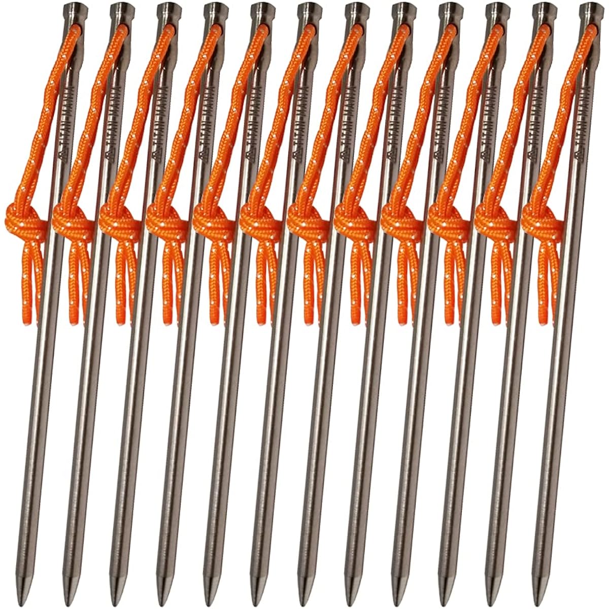 TITAN MANIA Titanium Pegs, Solid, Ultra Light and Strong, Diameter 5mm, 16.5cm, Set of 12, Mountains, Gravel, Grass, Hard Ground, Tent Pegs, Camping Setup Tools, Storage Bag Included (5 x 165mm, Set of 12)