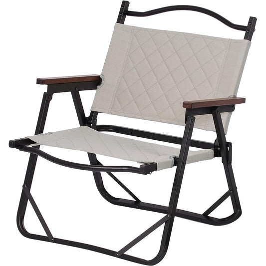 RcrCamp Flame Retardant Aluminum Quilt Chair with Storage Case Aluminum Chair Aluminum Deck Chair Compact Folding Chair Outdoor Chair Camping Chair Low Chair Fire Place Lightweight Flame Retardant Quilt Storage Bag Alshal (Smoke Ivory)