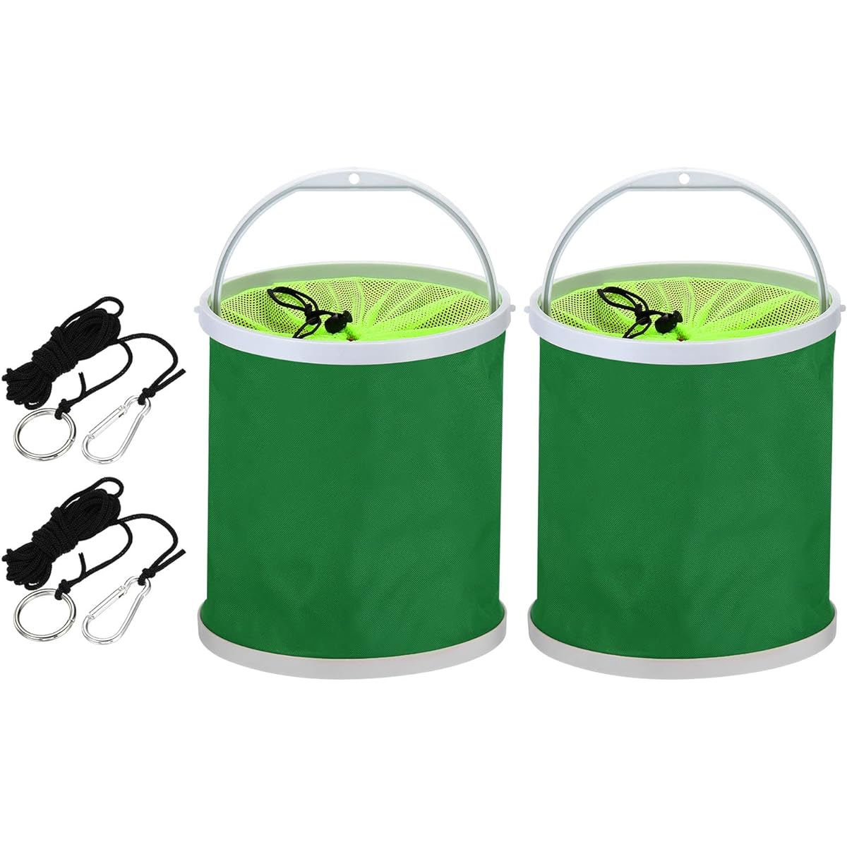 PATIKIL Cleaning Bucket, Footbath Bucket, Car Wash Bucket, Foldable, with Handle, for Camping Car Wash, 11L, Green, Pack of 2