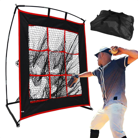 ORCHID Baseball Pitching Net Baseball Net Home Strike Zone Baseball Practice Net 1.2x1.2m Outdoor Baseball Practice Net Throwing Net Baseball Target with Carry Bag