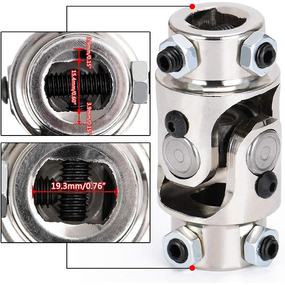 PQY 3/4-30 Sprine X 3/4 DD Nickel Plated Single Steering Shaft Universal U Joint 35 ° Maximum Work angle