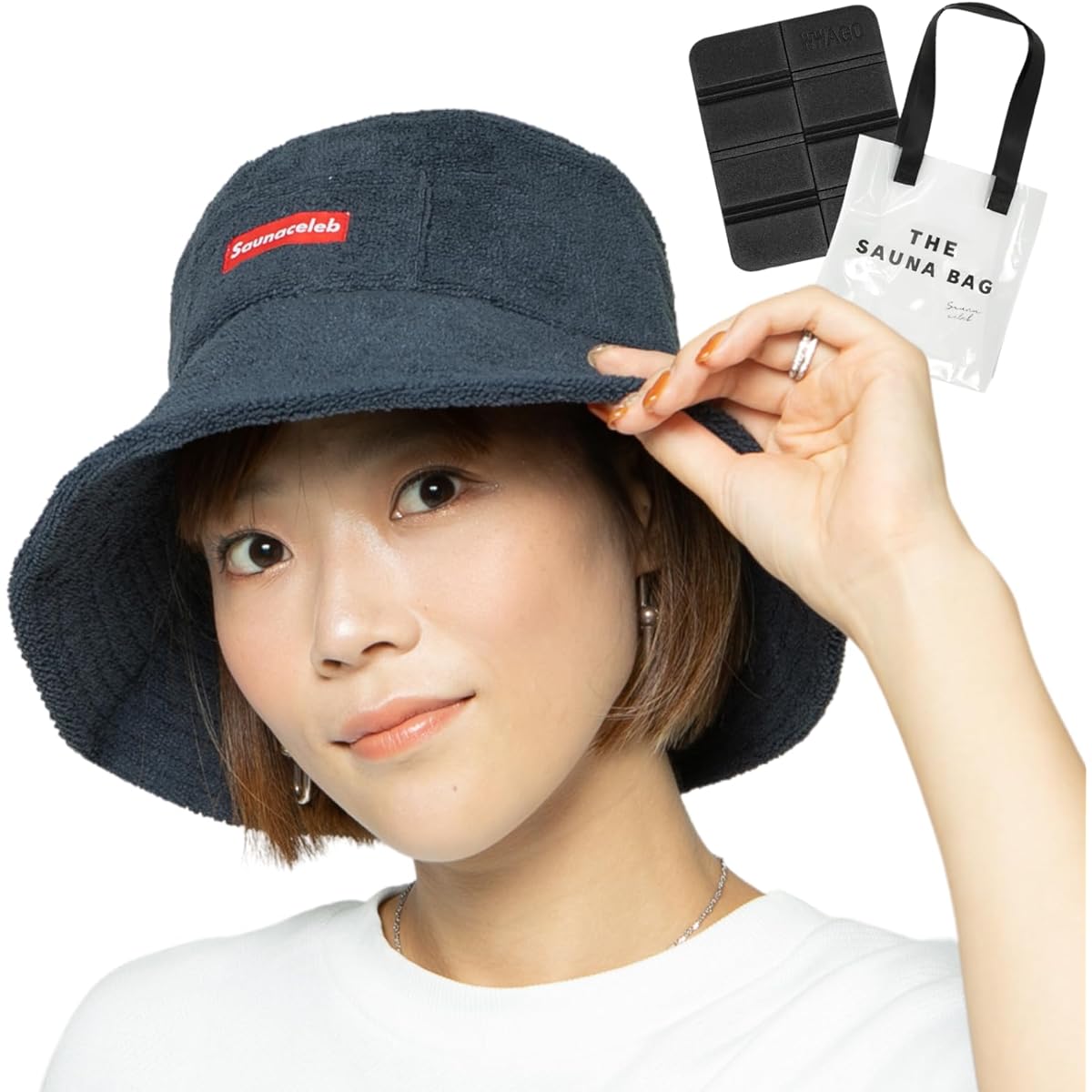 [saunaceleb] Sauna Hat [Designed in 2023, for active men and women, makes your face look popular, prevents hot flashes, unisex, made of towel, sweat absorbent, quick drying, odor resistant, durable, comes with a 2-way loop, machine washable, prevents pil