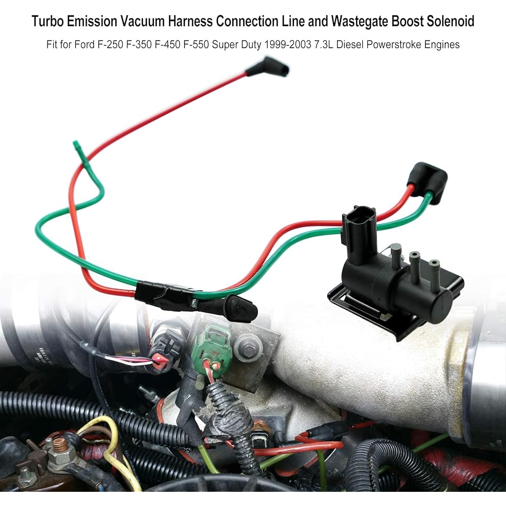 Turbo Mission Fresh Harness Connection Line and Waste Gate Boost Solenoid Ford F250 F350 F550 Super Duty 1999-2003 7.3L Diesel Power Stroke Engine for Diesel Power Stroke Engine F81Z9E498DA F81Z673AA Exchange