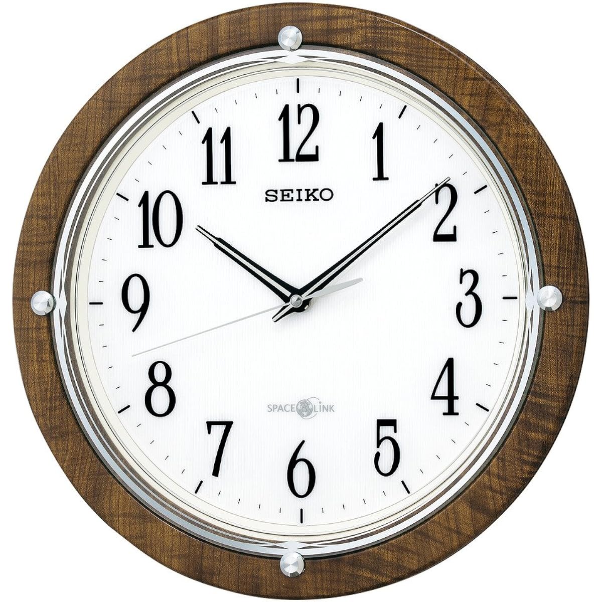 Seiko Clock Wall Clock Natural Satellite Radio Analog SPACE LINK Brown Wood Grain Pattern GP212B