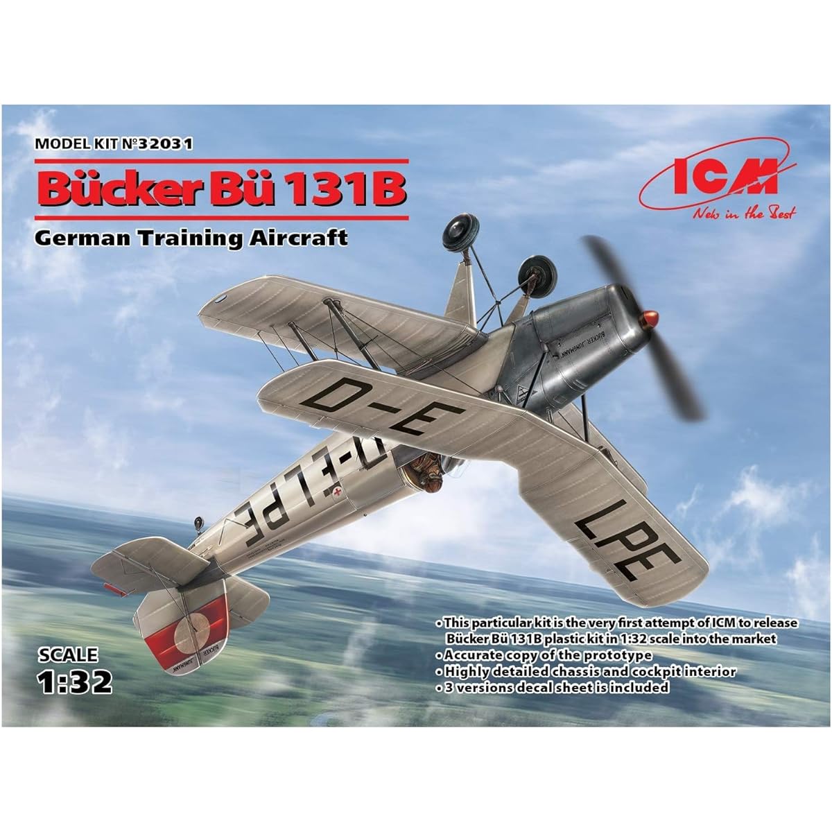 ICM ICM 1/32 Luftwaffe Buecker Bu131B German Training Aircraft Plastic Model 32031
