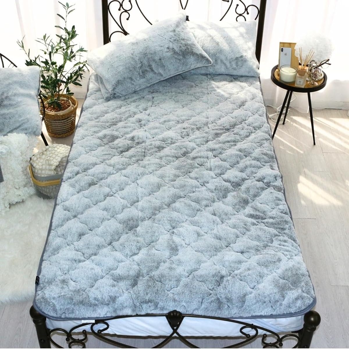 Seafield Rabbit Fur Touch Mat Pad Warm Pad Faux Fur Fur Semi-double Smoky Gray SN-31-300-33