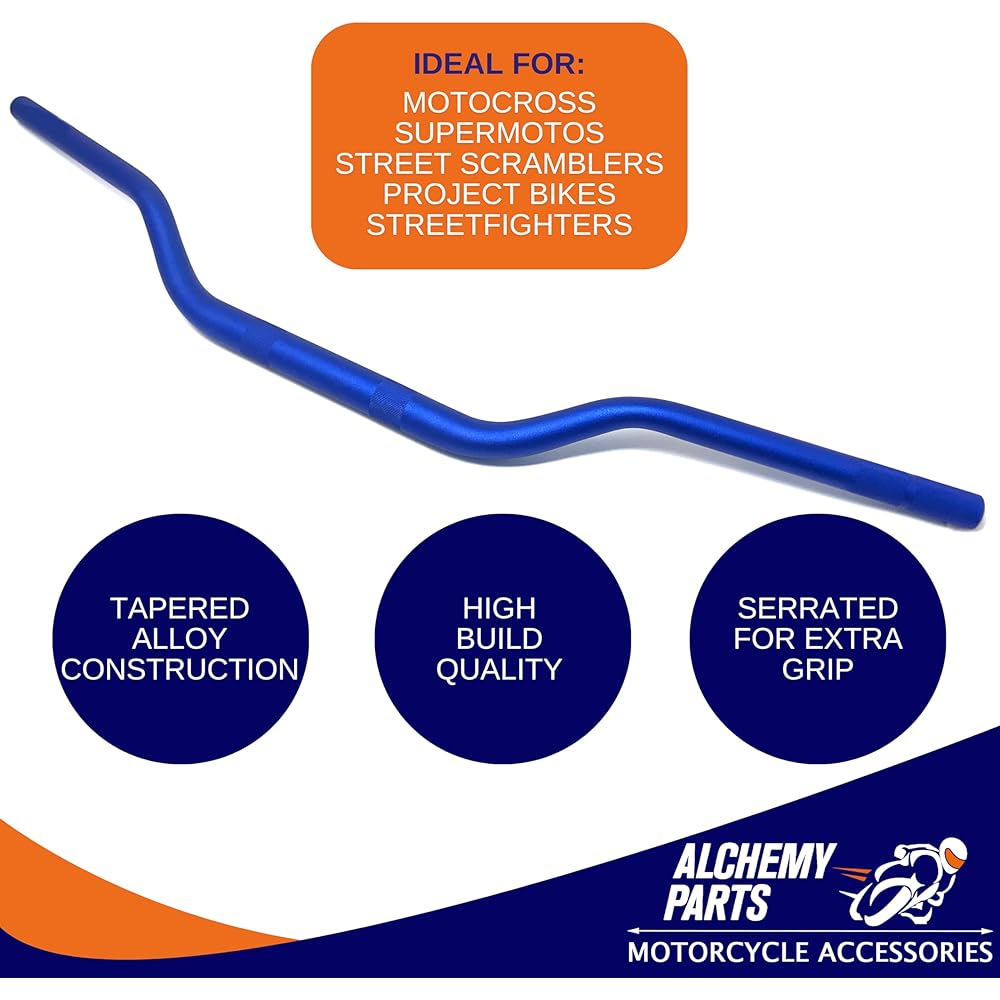 Motorcycle handlebarfat bar blue tapered 28mm Motocross Street Fighter Supermoto