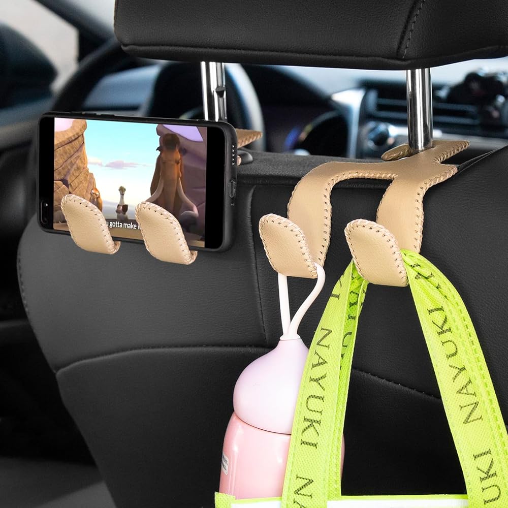 Car Seat Headrest Hook Bag Hook Headrest Hook 2 inches -1 Durable Hook Leather Car Headrest Hook Car Seat Back Hook Car Purse Accessory Hanging/Wallet/Umbrella/For Food Bags