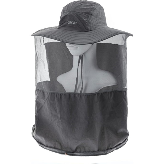 EBISSY Sunshade Hat with Insect Repellent Net [Integrated Insect Repellent Net Neck Cover] UV Protection for Gardening, Farming, Gardening, Outdoors (Gray)
