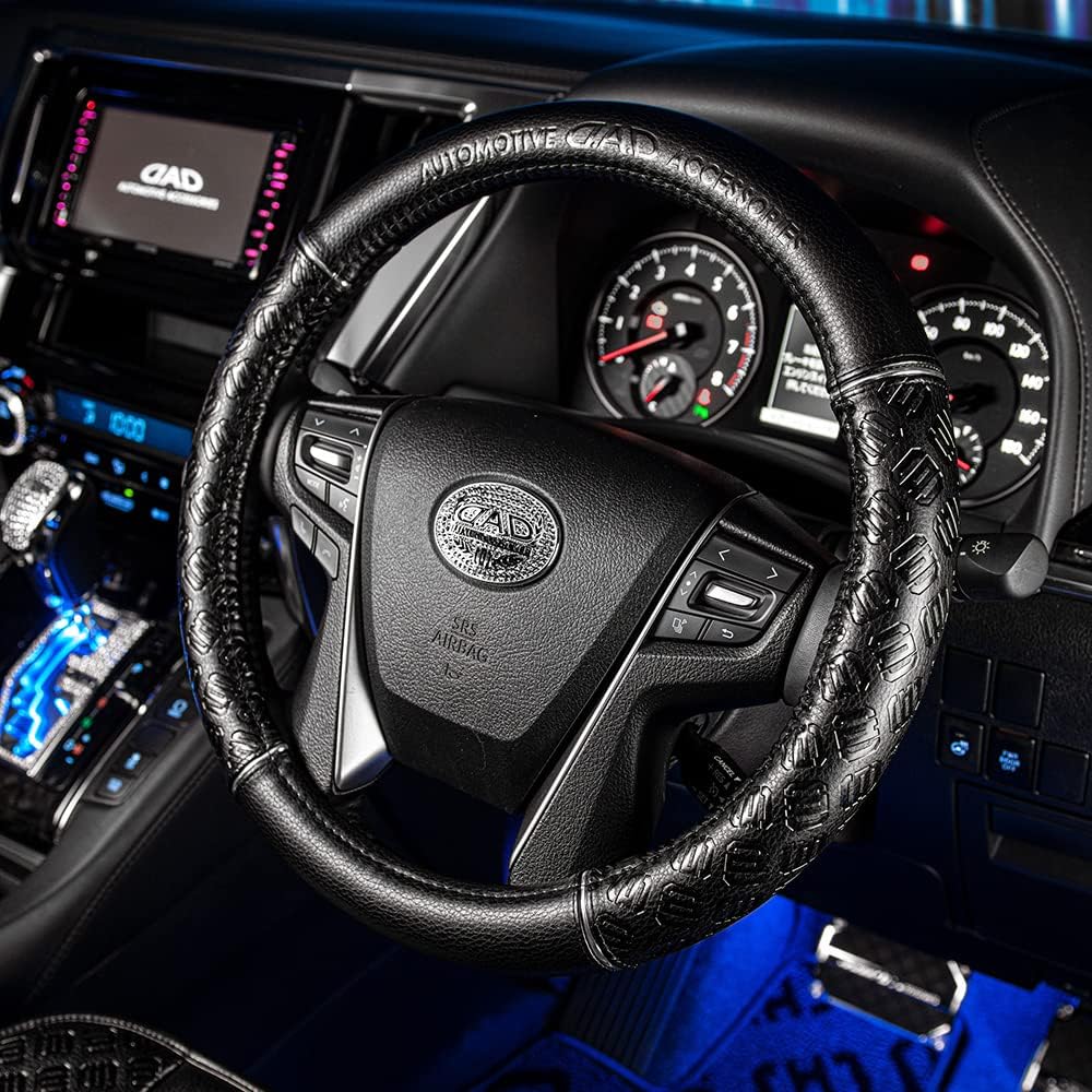 Garcon DAD Steering Cover Steering Cover Type Monogram Leather M Size Black D.A.D HA459-01