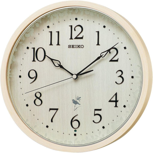 Seiko clock wall clock nature sound 12 types radio analog time signal switchable natural color wood RX215A SEIKO