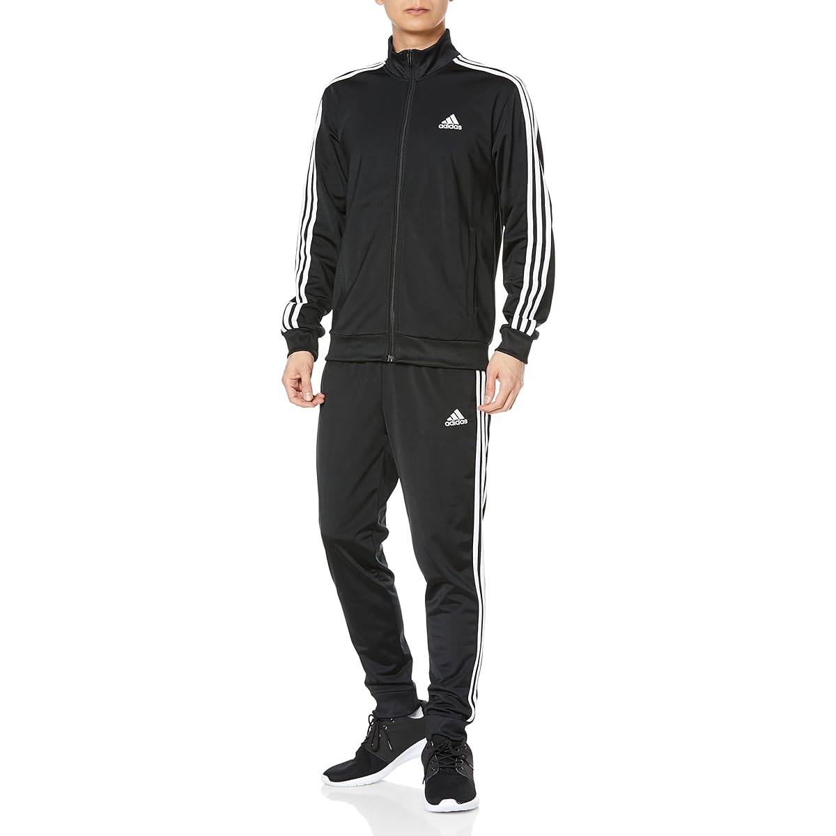 [Adidas] Jersey Top and Bottom Set Essentials 3 Stripes Tracksuit Men's