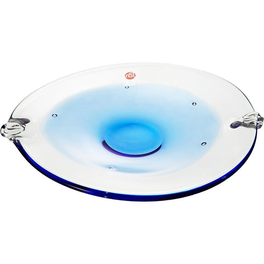 Tsugaru Vidro Leaf Konoha Oval Plate Blue F-71115