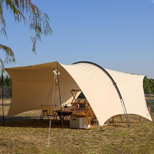 MC TOMOUNT Tarp Large TC Shade TC Tarp Sun Shade Large Space Sun Shelter Outdoor Camping Canopy [HARU TARP] Beige