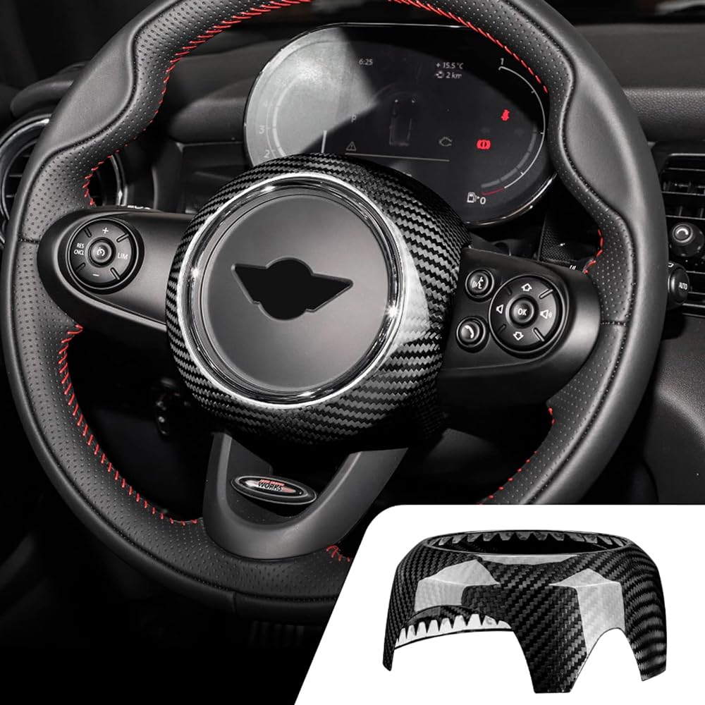AIRSPEED Accessories Real Hard Carbon Fiber Car Steering Wheel Airbag Cover for Mini F54 F55 F55 F57 F60 Fashion Decal Dress Up Interior Parts Mini Cooper Clubman Countryman Cabrio Interior Panel (Black)