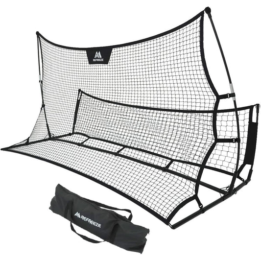 REFREEZE Portable Double Sided Rebound Net with Storage Bag Rebounder Soccer Futsal Practice Training