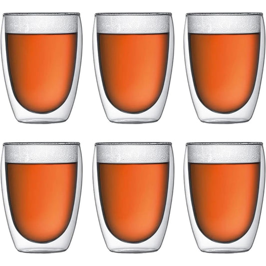 Bodum BODUM Glass Cup Tumbler PAVINA Double Wall Glass 350ml Set of 6 Heat/Cold Retention Double Structure Microwaveable Ovenable Dishwasher Safe [Genuine Product] 4559-10-12J