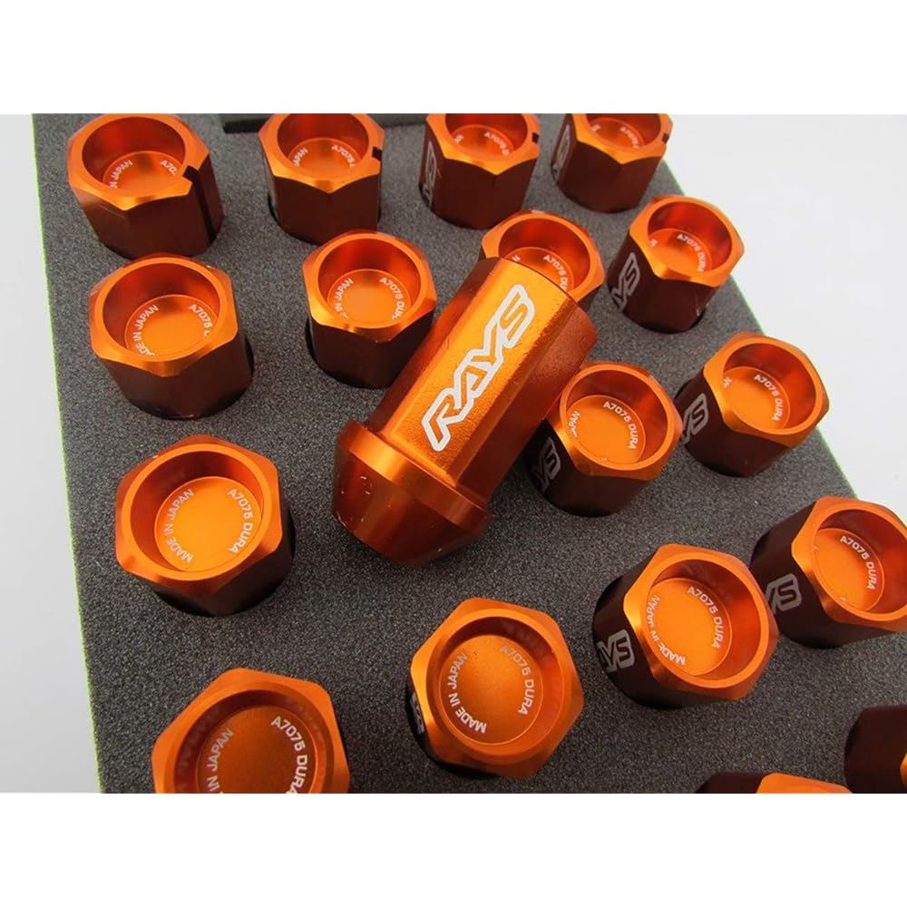 [RAYS] Duralumin Lock & Nut Set L42 Straight Type M12×1.25 Orange Anodized 74020001014OR