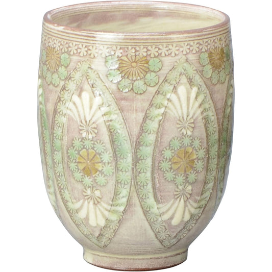 Kyo-yaki Kiyomizu-yaki Ceramic Kiln Tea Cup Small Purple Crest Oval UTD929-02