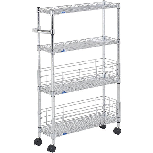 Doshisha Luminous Feel Kitchen Rack Wagon Steel Rack Gap Storage Storage Shelf Width 20 4 Tiers Rust Resistant Rust Proof Treatment Easy to Assemble With Casters Load Capacity 80kg (1 Shelf Board) Pole Diameter 19mm Width 19.5 x Depth 59.5 x Height 94cm