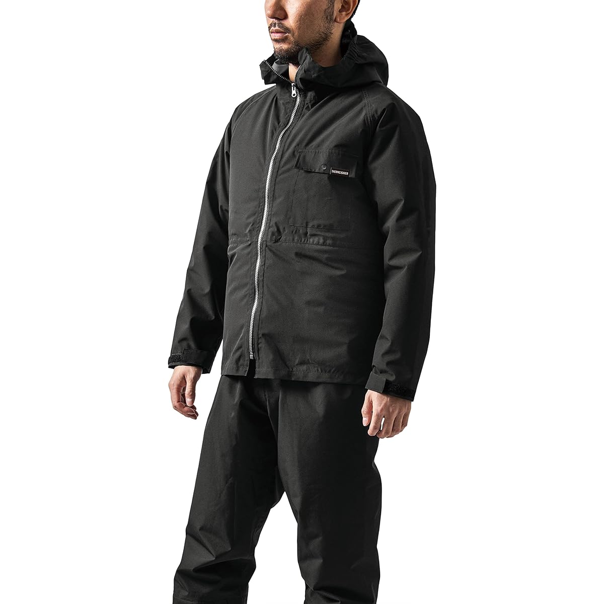 [Mac] Rain suit with fan, removable fan, water pressure resistance 10,000 mm H2O, stretch material, 2-way hood, cuff adjustment, boot cover, stuffiness prevention, air rain four season suit M/L/LL/EL/4L