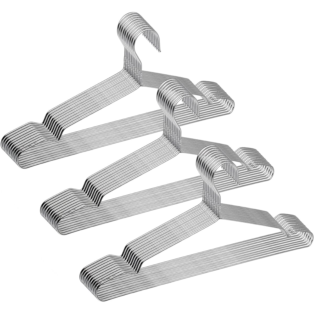 HOUSIST Stainless Steel Hangers, 30 Pieces SUS201 Rust-resistant Clothes Drying Hanger, Clothes Drying, Laundry, Sturdy, Laundry Hangers, Washable, Skirts, Trousers, Coats, Width 42cm, Stainless Steel, Gift, Gift