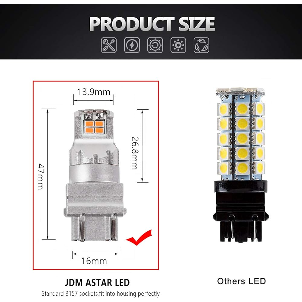 JDM ASTAR 2800 Lumen Very bright 1: 1 design 3020 chip 3056 3156 3057 4157 LED bulb amber -yellow