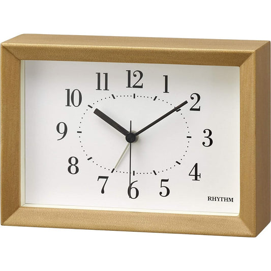 RHYTHM Alarm Clock Continuous Second Hand A6 Size Interior Clock Wooden Frame Brown 10.5x14.8x5.2cm RHYTHM PLUS 8RE676SR06
