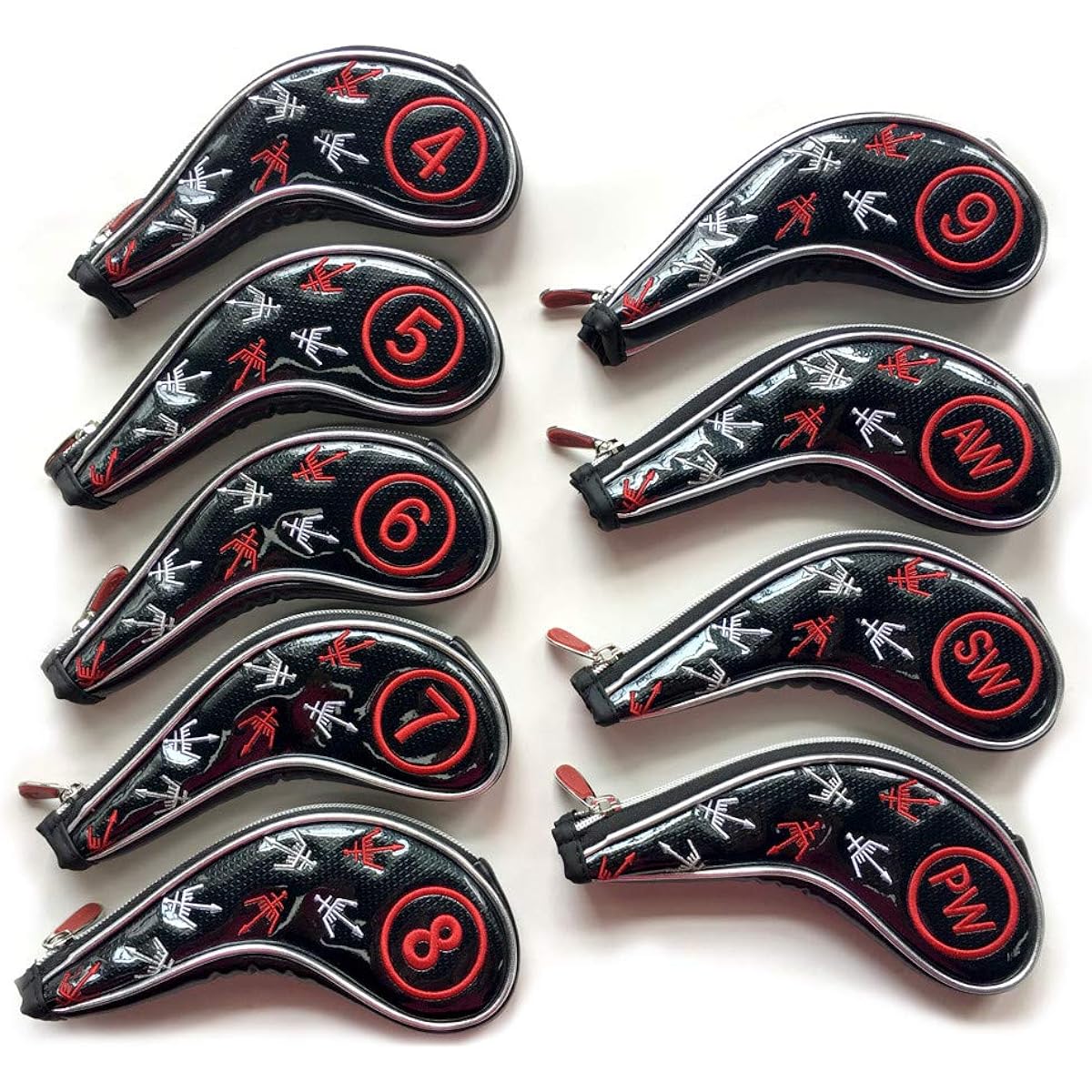 Sunbro Golf Left-handed or Right-handed Iron Cover Golf Enamel Luxury Embroidery Greek Culture Poseidon's Trident Set of 9
