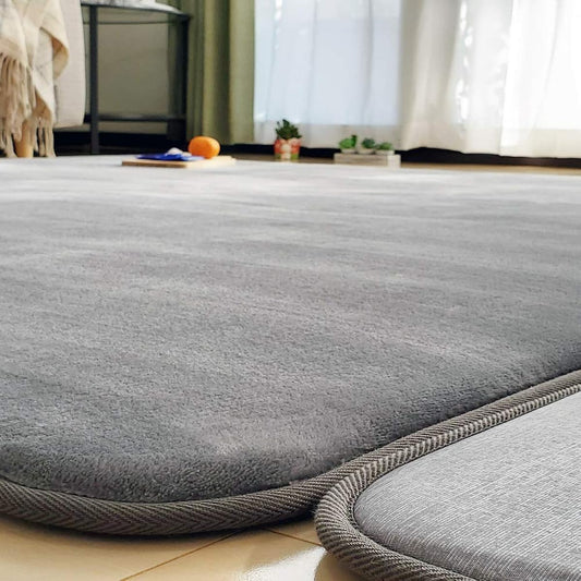 REDREAM Rug Carpet, Double-Sided Memory Foam, Total Thickness Approx. 25mm, Washable, Soundproof, Non-Slip, Rugmat, For Summer, Cool Touch, For Winter, Hot, Compatible with Carpets, Approximately 2 Tatami Mats (Gray, 185x185cm Square)