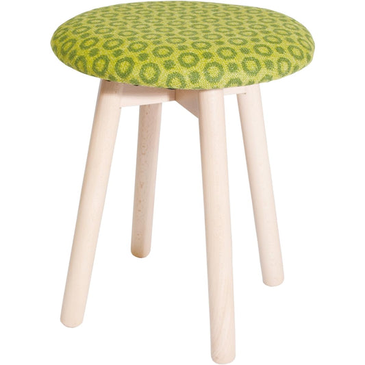 Piccolo Stool Made in Italy Solid Wood Height 42cm Natural/Halo Green