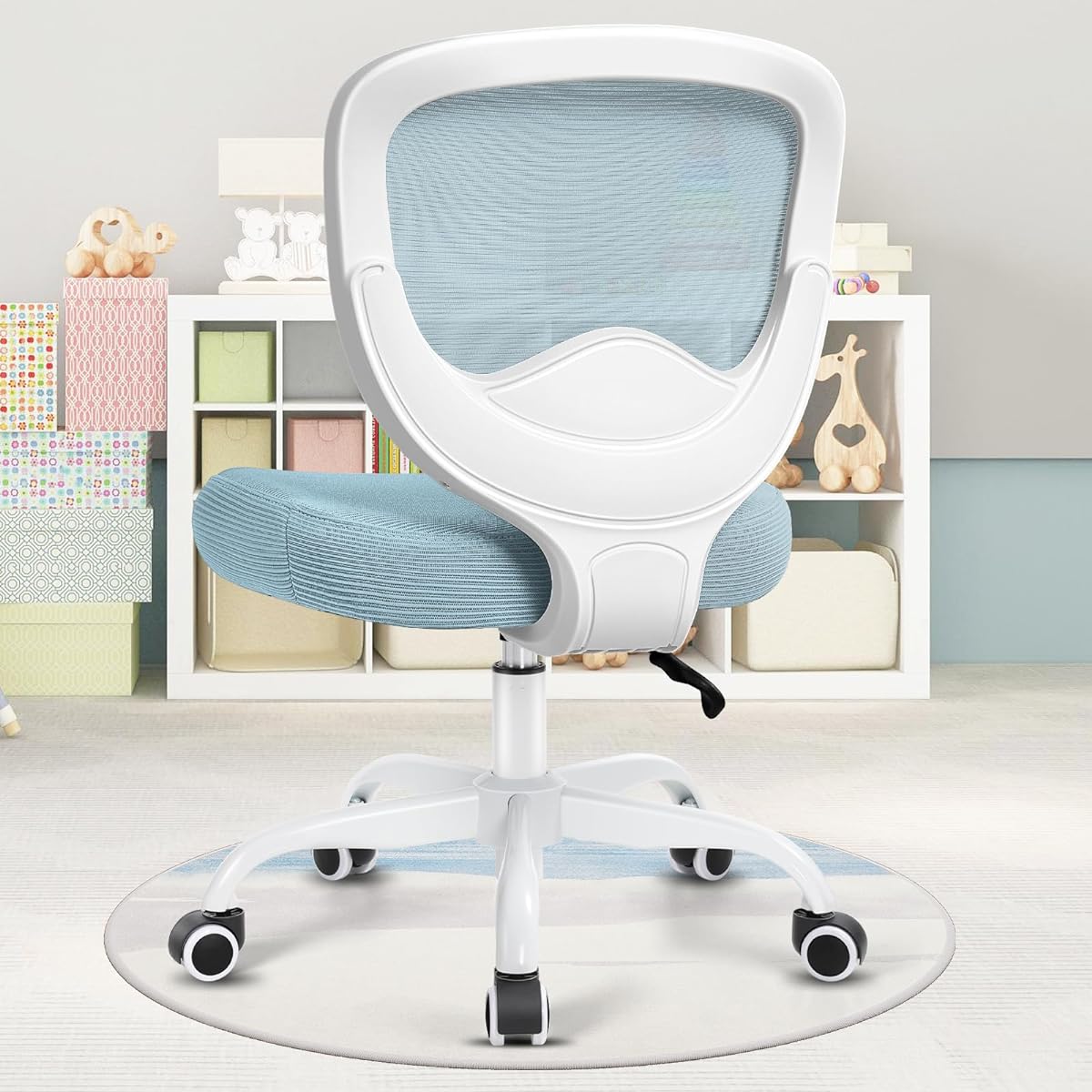 Razzor Desk Chair for Kids, Elementary School Students, Office Chair, Small, No Tire, Children's Study Chair, Breathable Mesh, Sponge Cushion, Adjustable Height, For Home School RZ2077-Dark Gray