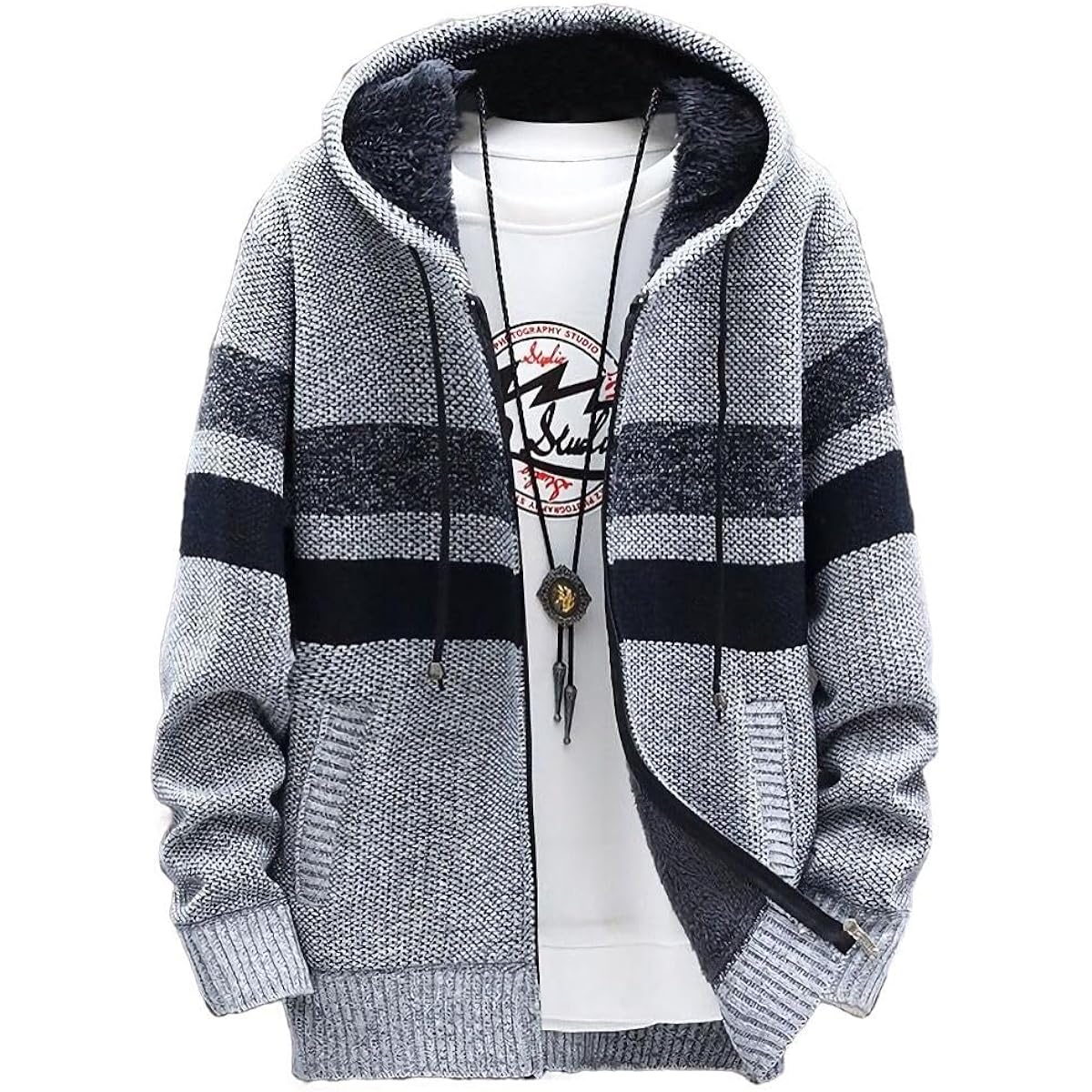 [emptio] Hooded Border Knit Jacket Men's