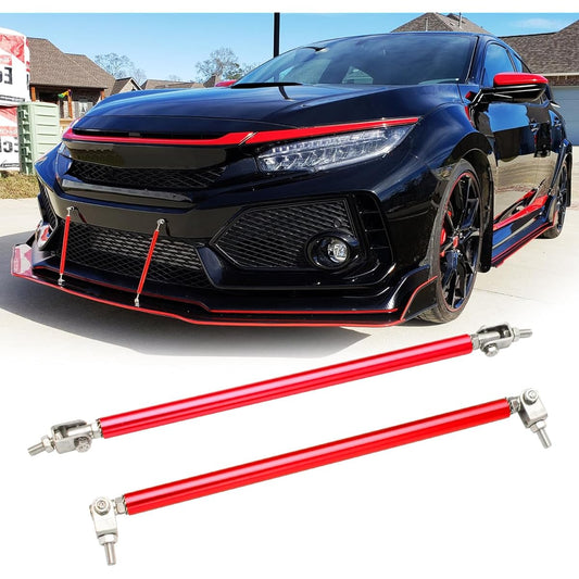 DREAMOTOR Front Bumper Lip Spuritter Diffuser Strattrat Rod Universal Bumper Lip Support Rod 8 inch-11 Inches Most Cars (Red)