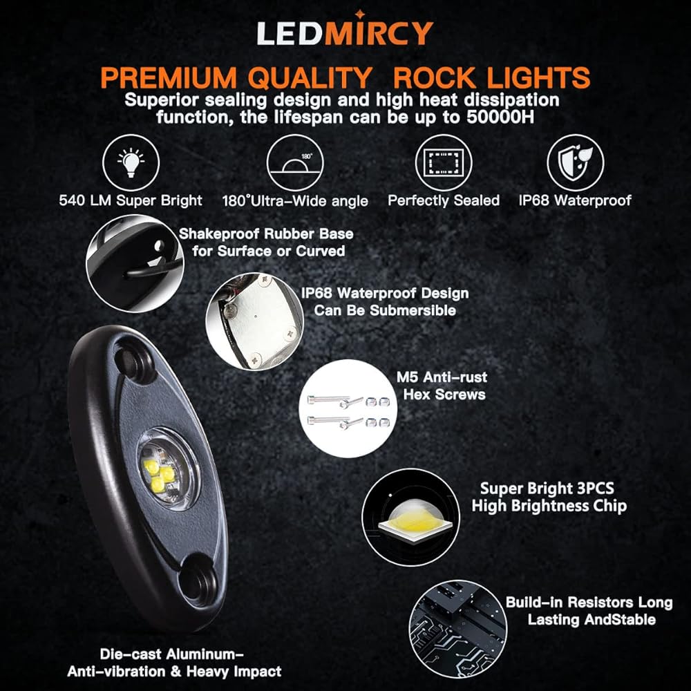 LED locklight. LED ROCK LIGHTS-8PCS White LED ROCK LIGHT KIT-WHITE LIGHT-8PCS
