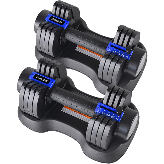 MOJEER Adjustable Dumbbell 5.5kg/11kg/25kg Adjustable Dumbbell Set of 2 1.1~5.5kg/2.2~11kg/2.5~25kg 5/5/6 Level Adjustment Weight Adjustment in 1 Second Quick Dumbbell Muscle Training BJ