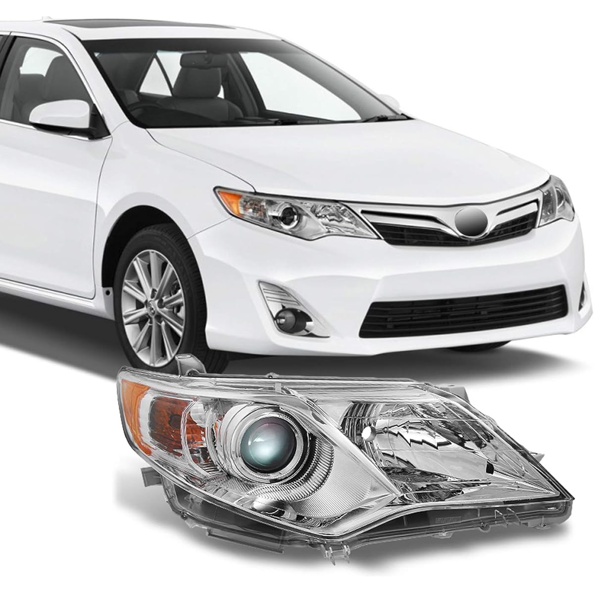 Toyota Kamuri L | LE | XLE | Hybrid Chrome Clear Clear Projector Headlight Light Passenger Seat for replacement