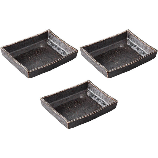 Set of 3 Peacock cut long square bowl [19 x 15.5 x 4.5cm] [Square bowl]