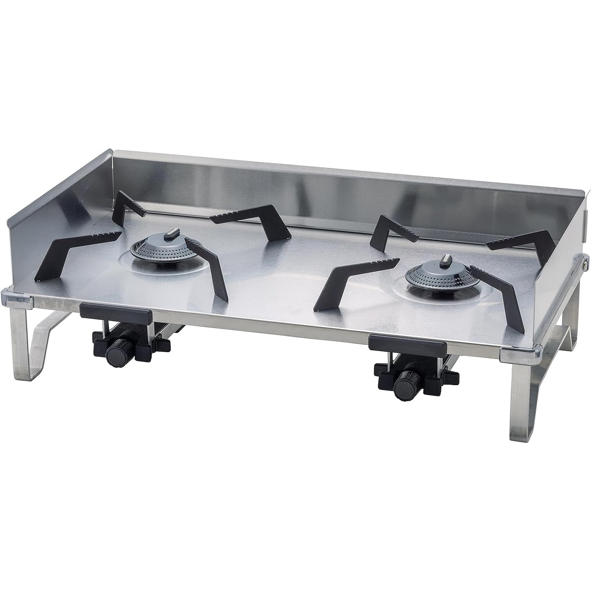 SOTO Made in Japan Two Burner Thin Stove Stainless Steel Equipped with Regulator (High Firepower and Wind Resistant) CB Can Storage Bag Included Group Camping Regulator 2 Burner GRID ST-528